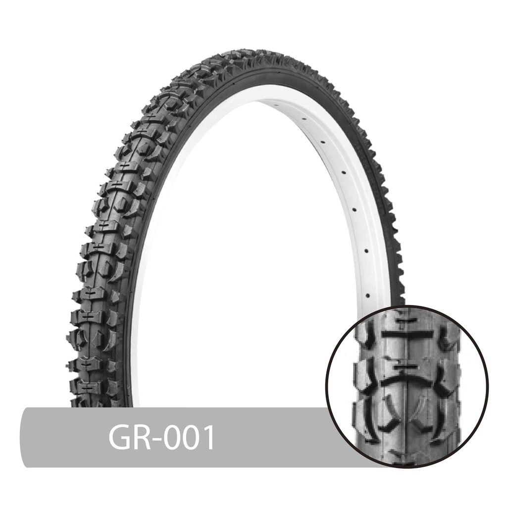 LLANTA BICICLETA+24 X 2.125+NEGRA+(57-507)+GR-001+MARCA+GRID+ATOM
